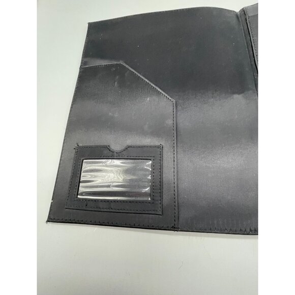 leather portfolio case notepad black 9x12" pencil card holder 2 pockets READ - Picture 5 of 7